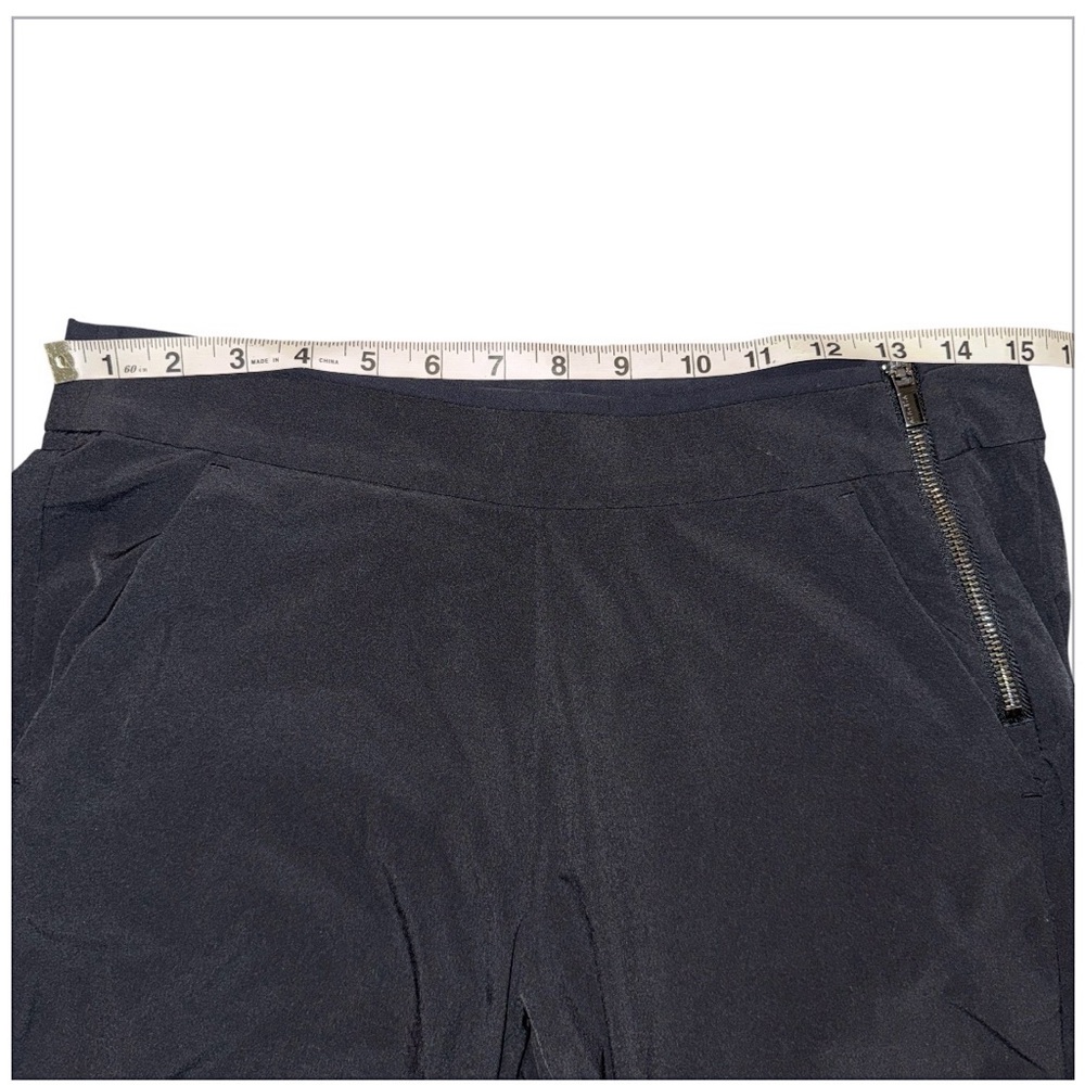 Athleta Gramercy Track Wide Leg Pants Black Size 4 Side Zip Snap Hem Trouser - Picture 5 of 7